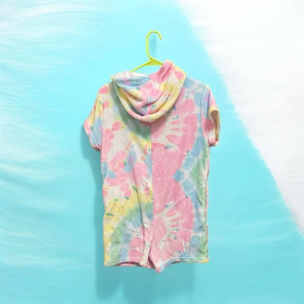 iscream Colorful Tie-Dye Hooded Romper girls large